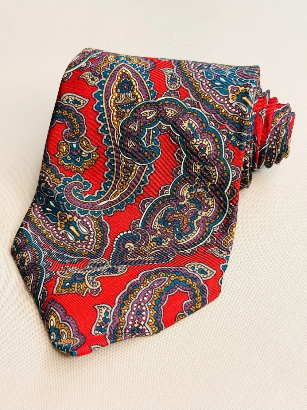 Givenchy Red and Navy Paisley Silk Tie